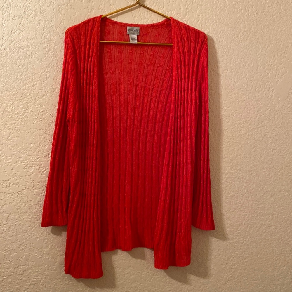 Chico’s Orange Cardigan Sweater, 1